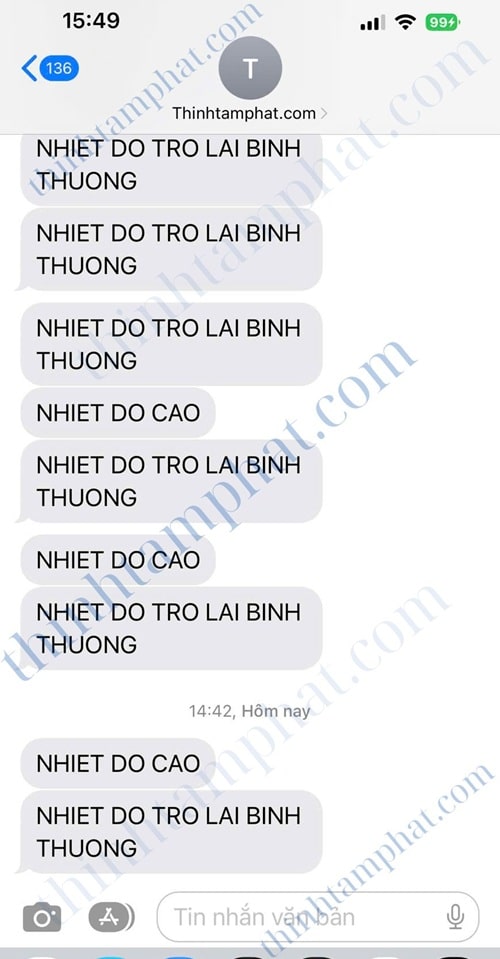 cảnh báo nhiệt độ qua sms